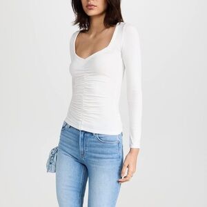 PAIGE long sleeve white ruched Annalisa Top size XS